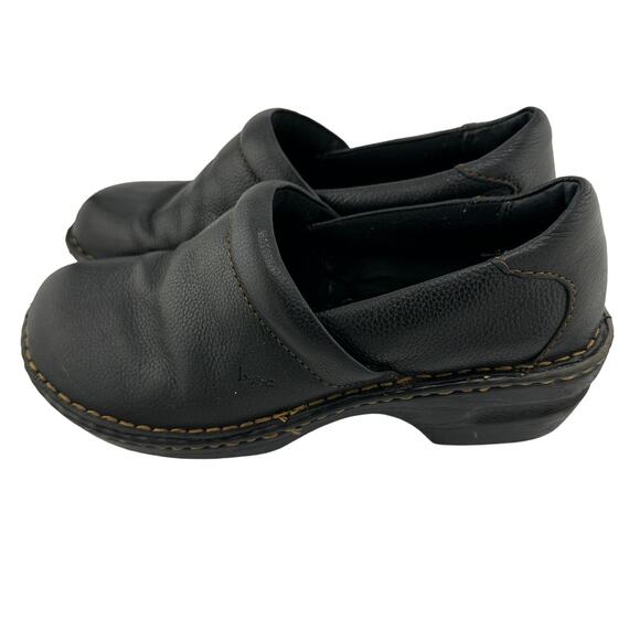 BOC Born Concept Shoes Womens 9M Peggy Clogs Black Leather Comfort Low - Picture 1 of 6
